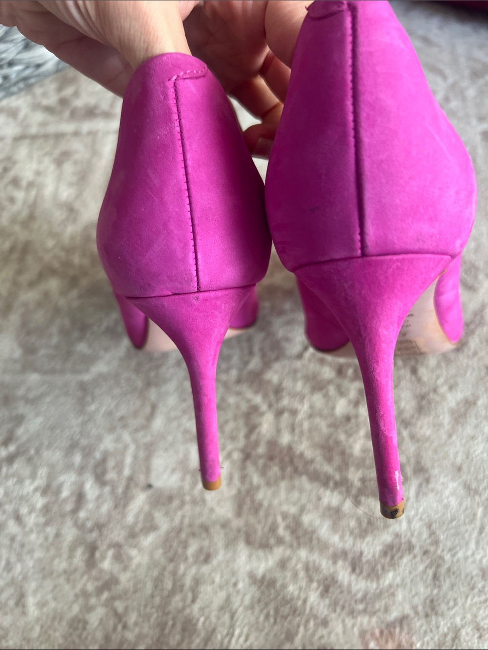SCHUTZ Hot Pink Suede Pointed Toe Pumps - Picture 3 of 5